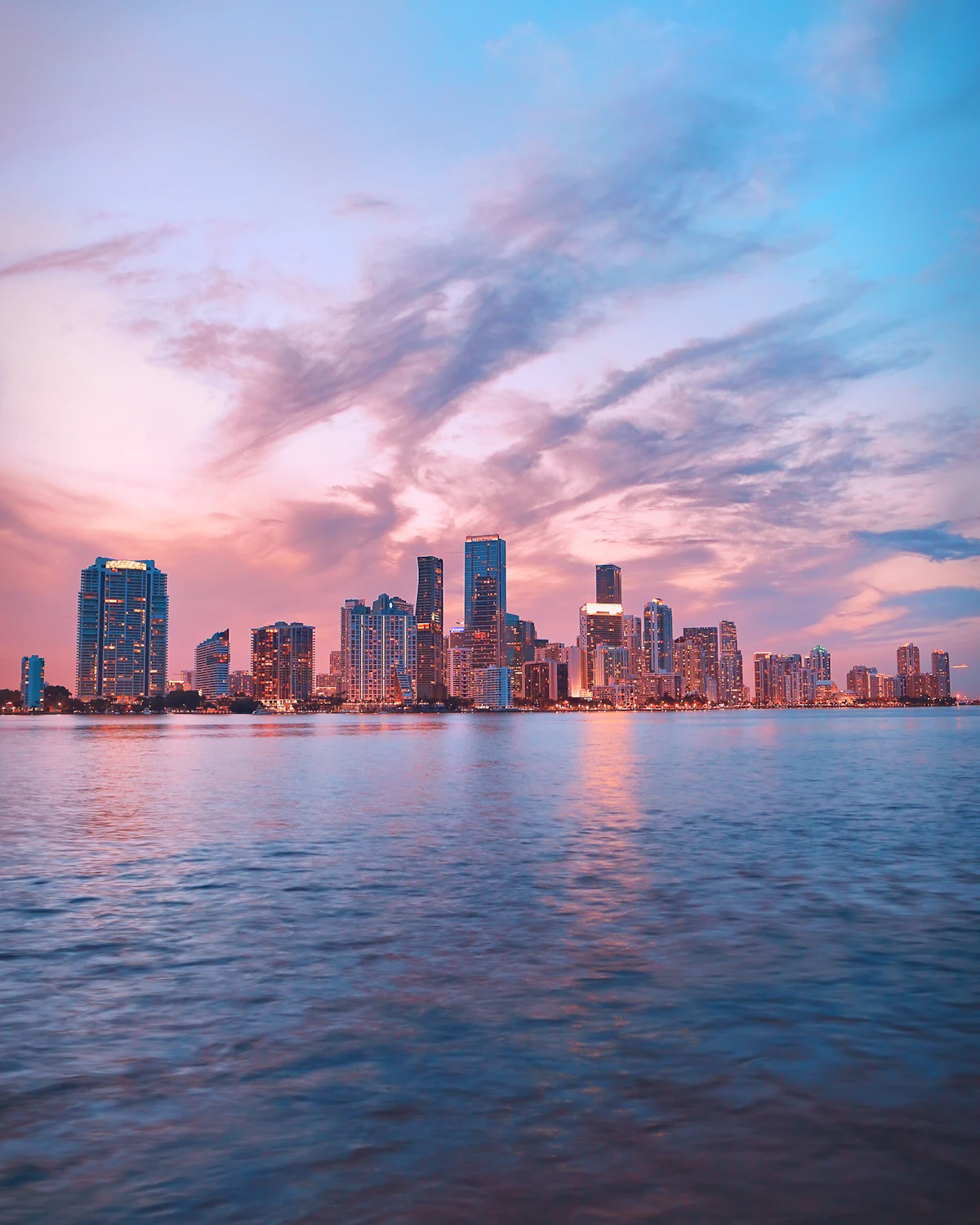 Miami seen low across Biscayne Bay at first light