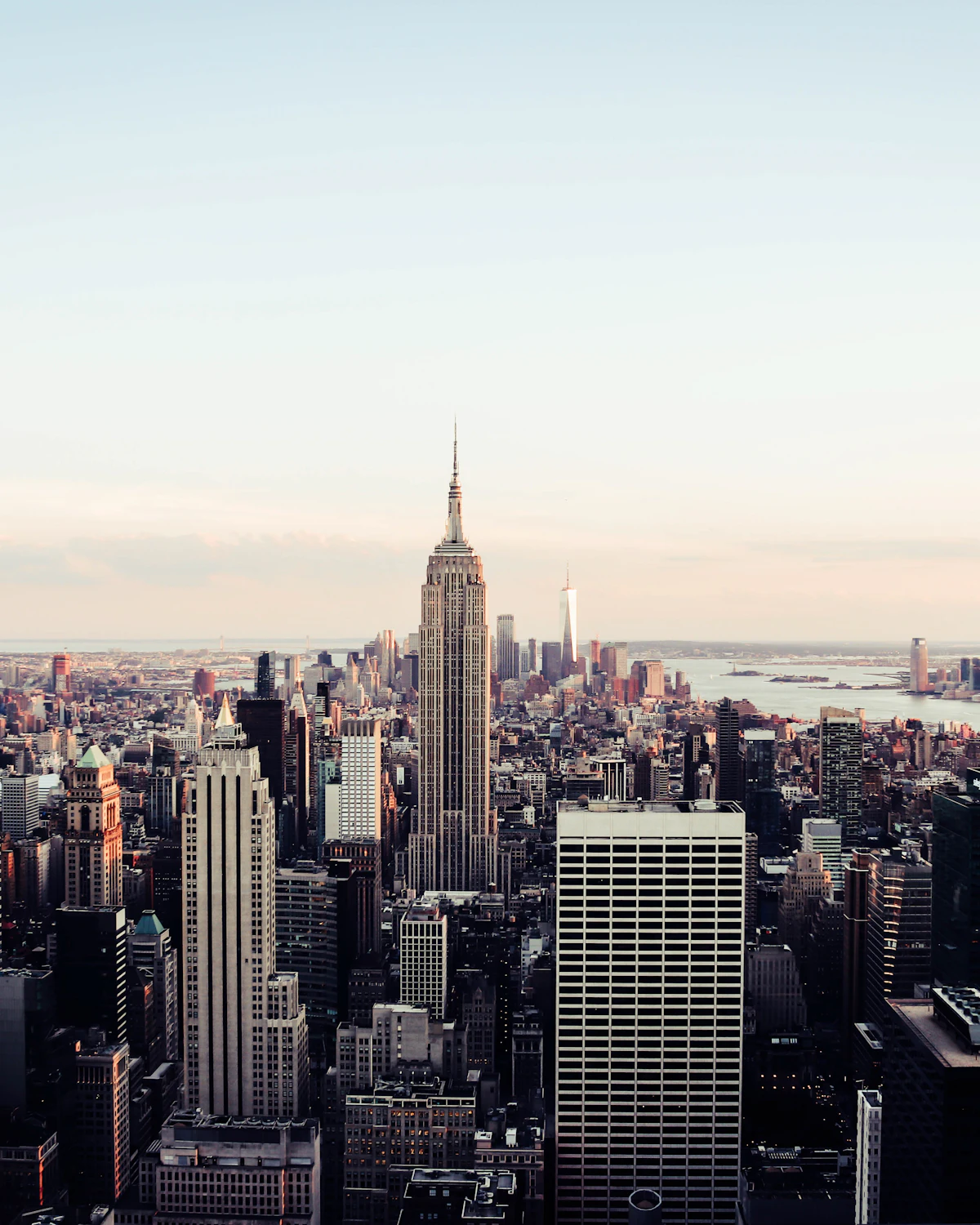 Manhattan rooflines in flat winter light