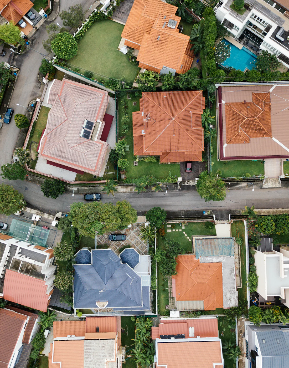 Palm Beach estate lots and gardens seen from above